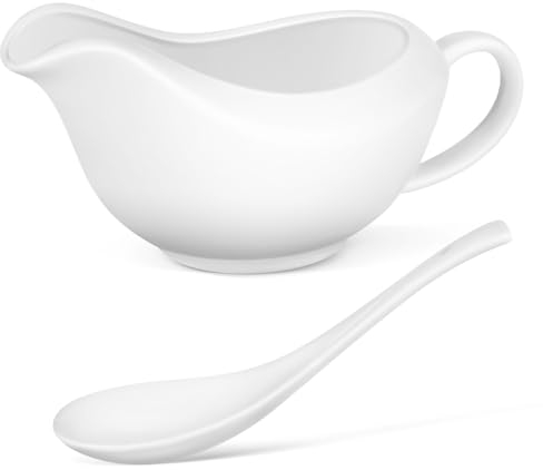 FUNOMOCYA Elegant Ceramic Gravy Boat Pot Ladle Sauce Bowl Gravy Boat Lid for Christmas Cat Thanksgiving Meals