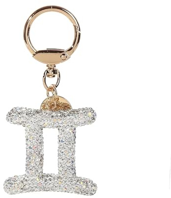 ZVRSUA Silber Strasssteine Glitzer Schlüsselanhänger Sternzeichen Schlüsselanhänger Damen Schlüsselanhänger Auto Taschenanhänger Damen Personalisiert Geschenke für Frauen