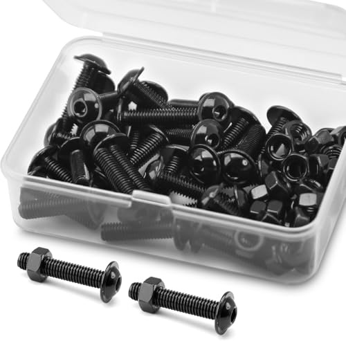 (30 Sätze) M5 x 20mm Innensechskantschrauben mit Flansch und Muttern Set,304 Edelstahl Schwarzes Oxid, Linsenkopf Schrauben, Flansch Schrauben
