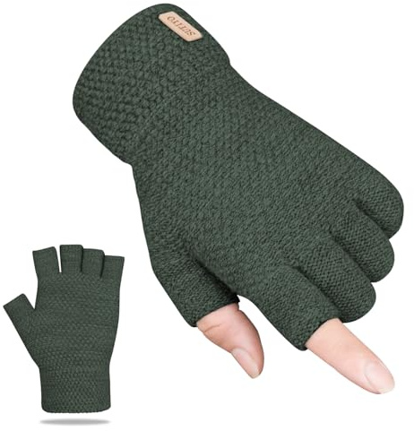 SUTIYO Fingerlose Handschuhe Herren Damen, Kaschmir Strick Handschuhe Warme Ohne Finger, Fingerless Gloves Winterhandschuhe Arbeits Autofahren Radfahren Sport