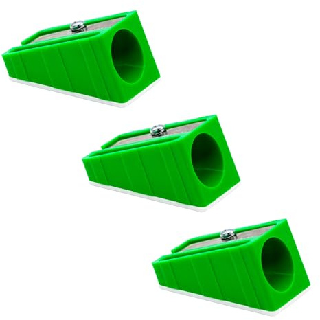 KUM AZ105.01.16-G - Anspitzer bis 17 mm Stifte, gelb, Spezialanspitzer 100-70, 3er Multipack, Spitzer für dicke Stifte | Spitzer für dicke Stifte, ideal für Buntstifte, Wachsmalstifte und Kreativbedarf