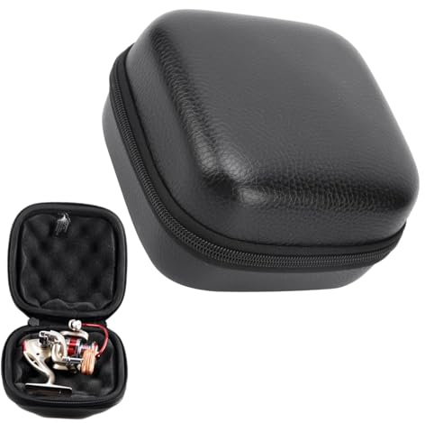 equlup Angelrollen-Etui, Angelrolle, PU-Leder, Hardcover, Angelrolle, Schutzhülle, Angelzubehör, Tasche, Baitcasting-Aufbewahrungsbox