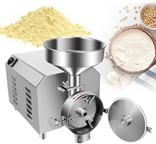 pealiritansemen Macinacaffè Elettrico per Cereali, Mulino per Cereali in Acciaio Inossidabile, Commerciale Ad Alta velocità Spice Wheat Grain Grinder, 50-200 Mesh Regolabile, Commerciale/Domestico