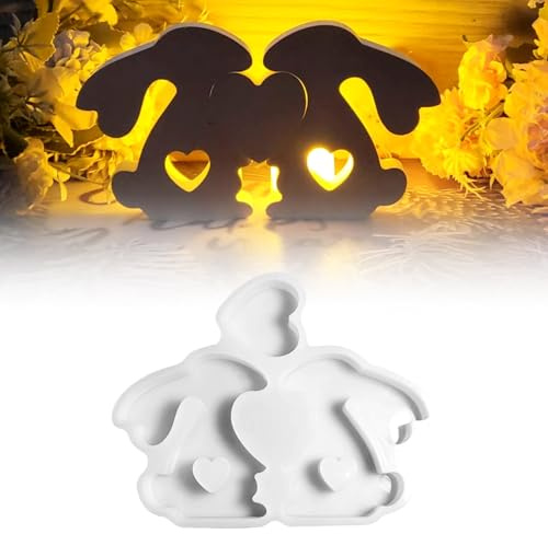 TYXHXTF Moules en Silicone en Forme de Lapin de Pâques, Moule de Moulage en Silicone, Lapins Moules, Moule pour Lapin de Pâques DIY, pour Fabrication Bougies Gâteau Savon Décoration Maison