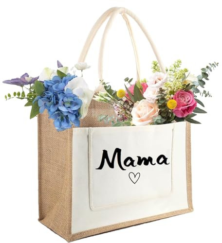 Jutetasche, Geschenke Für Mama, Geburtstagsgeschenk Für Mama, Mama Geschenk, Mama Tasche, Geschenk Mama, Geschenk Für Mama Zum Geburtstag, 30 cm Lang, 14 cm Breit, 35 cm Hoch, Ideal Für Alltag