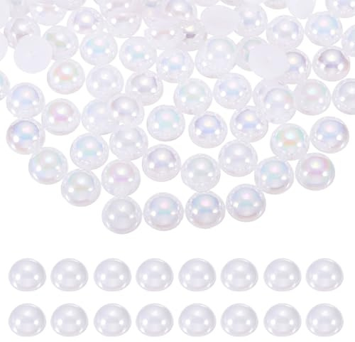 sourcing map 200 piezas de media perla para manualidades, 12 mm, perlas de imitación de plástico, media parte trasera plana, cuentas sueltas de diamantes de imitación para manualidades, ropa, vaso
