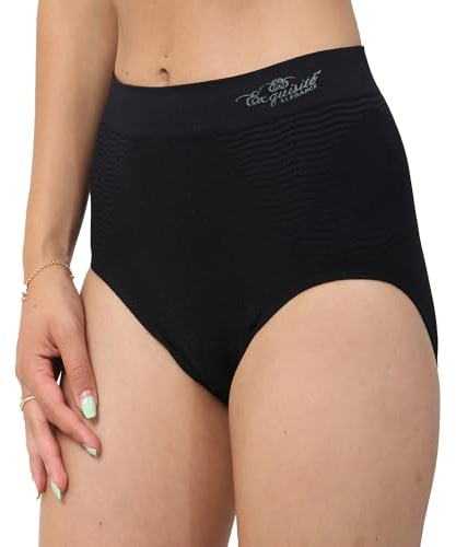 Utsökt Elegans sömlösa magkontrolltrosor med hög midja för kvinnor slimmande formkläder (Medium – 2XL) – mjuka vardagskomfort underkläder | osynlig passform, Svart, L