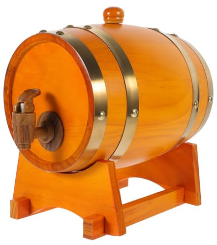 Alipis Barril De Vino De Madera 1,5 l Color Amarillo Marrón Dispensador Práctico para Almacenar y Servir Vino, Cerveza, Whisky y Otras Bebidas Hogar, Bar o Fiestas