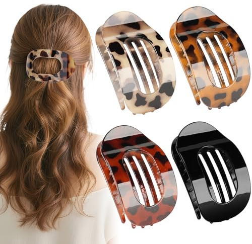 Sunshine smile 4 Stück Haarklammern für Damen, Entenschnabel Haarspange, Flat Claw Clip, Flache Haarklammern, Französisches Haarspangen, Haarspange Flach Dünnes Haar