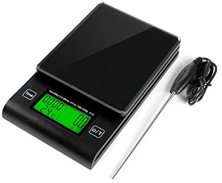CAFIEDR Balance de Cuisine numérique, Balance électronique de Haute précision avec sonde, Affichage LED, Balance Multifonction, chronométrage, Bande de pesée et Aiguille de Mesure de température
