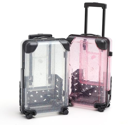 KQDRAVINE 2 Stück Mini Reisekoffer, Verpackung Geldgeschenk Hochzeit, Urlaubskasse Spardose Reise Mini Koffer Geschenkbox, 13,5 x 8,5 x 5 cm Handyhalterung, Kleine Aufbewahrungsbox (Rosa und Weiß)