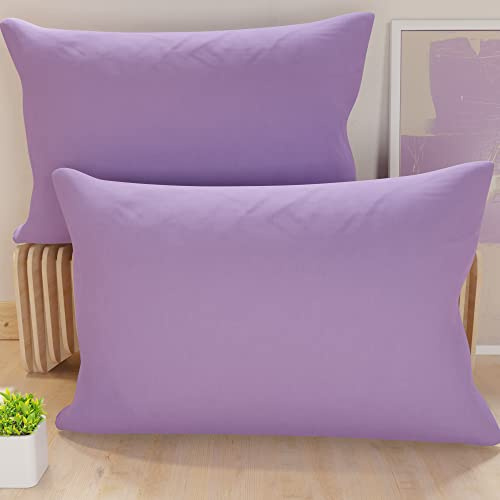 PETTI Artigiani Italiani - 2er-Set Kissenbezüge 50x30 cm aus Mikrofaser, Dekokissen-Bezüge für Schlafzimmer und Sofa, Set mit 2 Kissenhüllen, Einfarbiger Kissenbezug Flieder, 100% Made in Italy