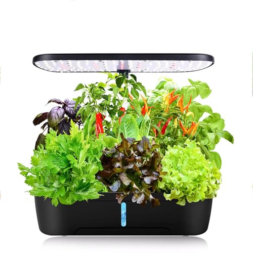 Jardin Hydroponique, Système De Culture Hydroponique À 12 Bacs Avec Lampe De Culture LED Et Minuterie Automatique, Kit De Jardin D'herbes Aromatiques D'intérieur Réglable Pour Cuisine Domestique,