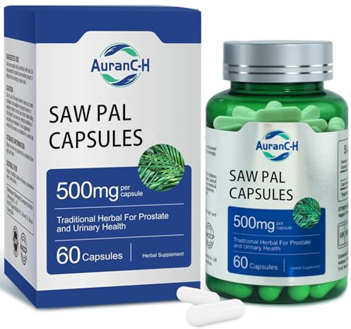 Saw+ | 500mg Maximum Strength Serving | Fast Absorption 60 Capsules | One Ingredient | for Male Health, Strength, Performace, Natural, Prostate Health Support Supplement