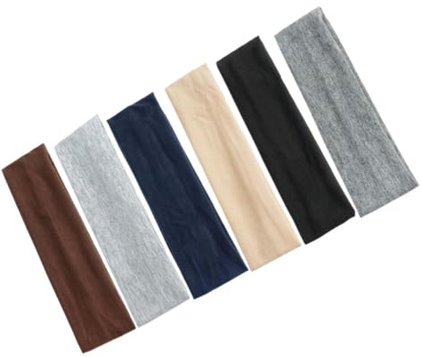 VICASKY 6 Stück Teiliges Damen Stirnband aus Weichem Baumwoll Stretch Breit Rutschfestes Haarband für Sport Yoga Workout Atmungsaktiv und Hautfreundlich für Sommer und Alltag