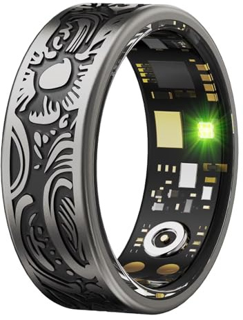 Smart Ring Android iOS Smartringe für Herren Damen Schwarz Smartring Fitness Ring Tracker Schlaftracker Pulsmesser Pedometro Fitnessring Herzquenz Fitness Tracker