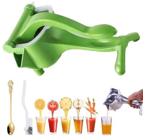 Cast Iron Juicer Squeezer - Max Extraction Hand Press Lemon Juicer Hand Press Heavy Duty Countertop Squeezer for Fresh Orange Juice, Durable Citrus Fruit Squeezer, Easy to Clean (green)