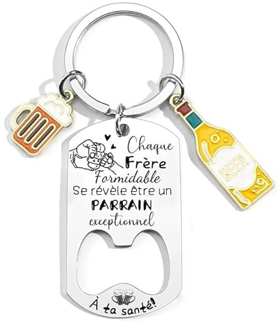 QTZXZX Porte Clé Parrain Cadeau Parrain Demande Définition Parrain Porte cle veux tu etre mon parrain Porte Clef Personnalisé Cadeau Homme Anniversaire Fête Des Pères Bapteme