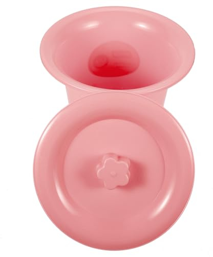 MOLUCKFU Portable Bed Pan and Urinal Pot with Lid, Thickened Plastic Chamber Pot for Adults and Kids, Bedroom Urinal Suitable for Disabled, Home Use and Travel, Pink Plum Blossom Cover