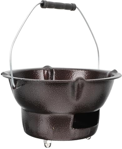 BESPORTBLE Réchaud à Charbon de Bois Portable en Fonte Marron Poêle de Chauffage D’Extérieur Compact Barbecue Charbon Multifonction pour Jardin et Camping
