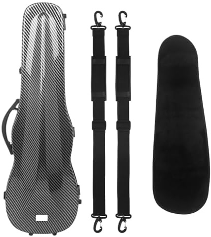 Geigenkasten 4/4 Violinenkoffer aus Kohlefaser, Hartschale, leichte dreieckige Box mit Hygrometer, Tragekoffer, Violinenbox(Carbon)
