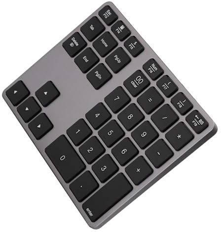 LUCKDANO Tastierino Numerico Wireless BT308 - Tastiera Ultra Sottile in Lega di Alluminio Compatibile con 5.0-35 Tasti per e Mac OS - Ricaricabile con Durata della Batteria di 100 Ore (Grigio ferro)