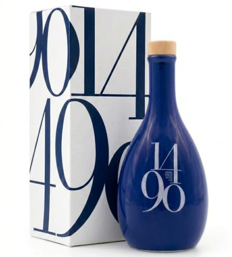 1490 Aceite de Oliva Virgen Extra para Regalo Hojiblanca 250ml | Aceite Gourmet para Regalo - Cosecha Temprana de Córdoba y Extracción en Frío - Frasca de Porcelana Premium Pintada a Mano