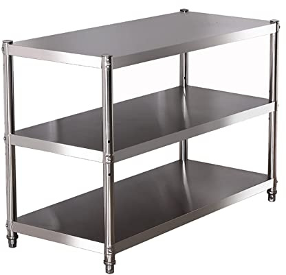Scaffale da cucina a 3 ripiani in acciaio inox, tavolo da lavoro salvaspazio per cucina e ufficio, 100 x 30 x 80 cm, design durevole