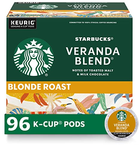 Starbucks Blonde Roast K-Cup – Mélange de porche pour brasseurs Keurig – 4 boîtes (total de 96 capsules)