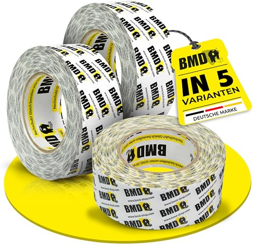 BMD Multi Klebeband | 50mm x 25m | 3 Rollen | für Innen & Außen | UV-Beständig | für Unterspannbahnen, Dampfbremsen, Dampfsperren | nach DIN EN 4108 Teil 11 | Profiqualität Made in Germany