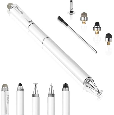 Penyeah 4-in-1 Stylus Pen for iPhone, iPad, Switch & Android Devices- White