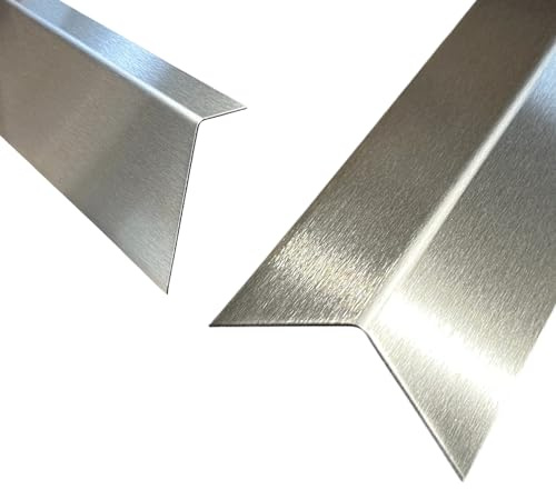 Winkel Profil V2A, 1500mm Edelstahl Winkel 20x20 mm Schenkelinnenmaß, K240 Gebürstet, 1 mm Stark, Eckschutz, L-Profil
