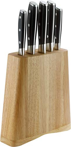 Rockingham Forge Series 6-Piece Knife Block Set - 5 Professional Chefs/Kitchen Knives & 1 Solid Wood Knife Block RF-7090/6B