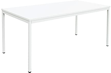 Schrank & Stuhl Schreibtisch – Bürotisch mit Holztischplatte und verstellbaren Füßen, einfache Montage und leicht zu reinigen, 160 x 80 cm, Weiß