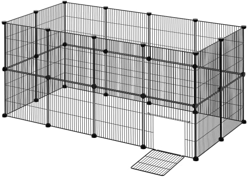 KESSER® Freigehege Gittergehege für Kaninchen aus Metallgitter XXL Kleintiergehege Meerschweinchen Gehege Freilauf, Kleintierkäfig Laufgitter Hasenstall für Innen/draußen, inkl. Komplettset & Flasche