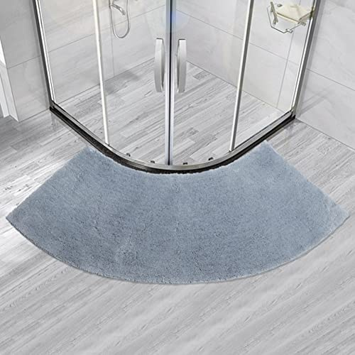 MOTT 50 Semi-Circular Bath Mat for Quadrant Shower Cubicle,Anti-Slip Bathroom Carpet Rugs Shower Mat,Fan-Shaped Foot Pads,Curved Shower Mat for Hotel, Grey,45x143cm