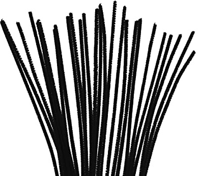 INNSPIRO Pfeifenreiniger, Chenille, Schwarz, 4 mm x 30 cm, 50 Stück, ideal für Bastelarbeiten mit Kindern, Dekorationen und kreative Aktivitäten