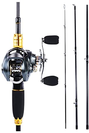 caihuashopping Angelrute Profi Angelrute und Baitcasting Rolle Combo 4 Abschnitte Kohlenstoffgusskabelstange und Baitcast-Rollensätze Angeln Rute (Length : 1.8M and Right Hand)