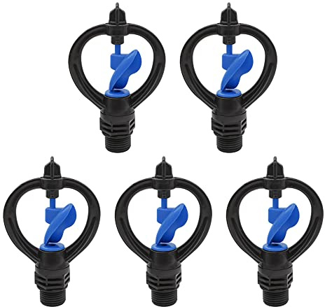 5 Cabezales de aspersor, aspersores de jardín, Cabezal de pulverización de Agua, riego de césped, Cabezal de riego Giratorio, Herramienta de riego de aspersor de Agua, 1/2 Pulgada, 360 Grados