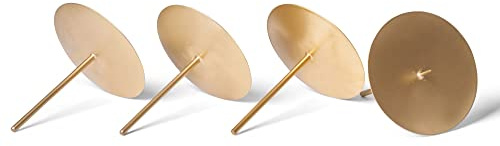 Novaliv 4X Kerzenpick mit Dorn 10cm Gold Kerzenpick Metall rund für Adventskranz Kerzenständer Kerzentülle Adventskerzenhalter Kerzenteller zum Stecken Kerzenpin Weihnachten Kerzenhalter