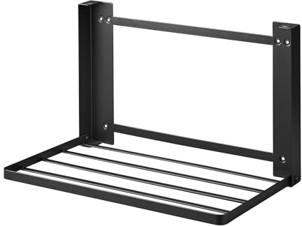 YAMAZAKI 8143 TOWER Klappbare Ablage, schwarz, Stahl/Magnet/Silikon, minimalistisch, 26 x 41 x 25,5 cm
