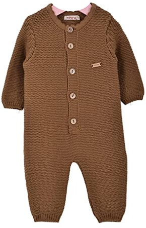 Minora Gestrickter Unisex Strampler für Baby Jungen und Mädchen, Overall für Neugeborene im Winter, 0-3 Monate, Braun