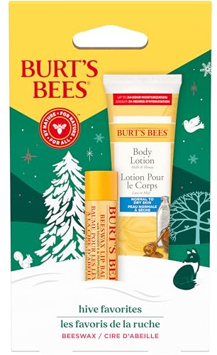 Burt's Bees Gift Set for Lip & Body, Beeswax Lip Balm & Mini Milk & Honey Body Lotion, Hive Favorite Limited Edition