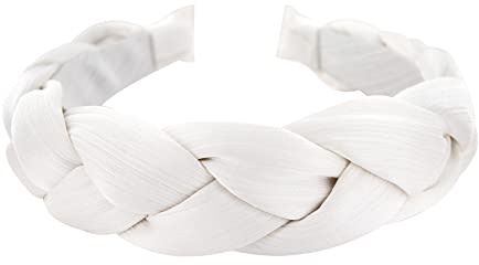 axy Haarreif mit Geflochtener Stoff in Candy Colours - Wunderschön Damen Stirnband Haarschmuck Haarreifen HRZ2 (Weiss)