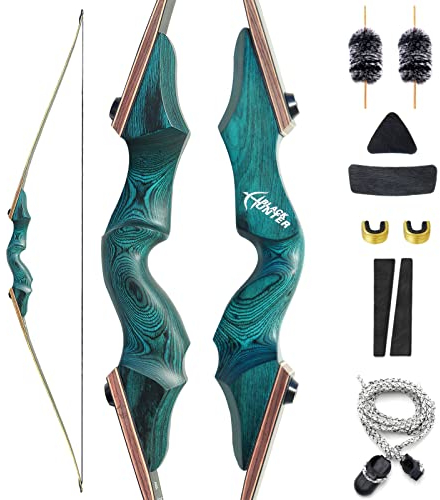 OUBOTER Black Hunter Traditioneller Langbogen 60 Zoll Takedown Langbogen 20-60 LBS Langbogen Erwachsener Rechtshänder Für Anfänger Auf Die Jagd (35lbs)
