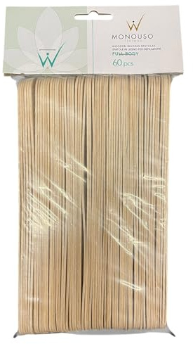Italwax Monouso Lot de 60 spatules jetables en bois de qualité salon pour épilation à la cire extra large, hygiéniques et adaptées aux cires chaudes et chaudes