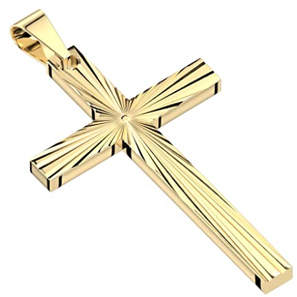 Paula & Fritz® Damen Ketten-Anhänger Kreuz 316L Chirurgenstahl Gold Silber Halsketten-Anhänger Pendant Damenkettenanhänger Herren-Kettenanhänger