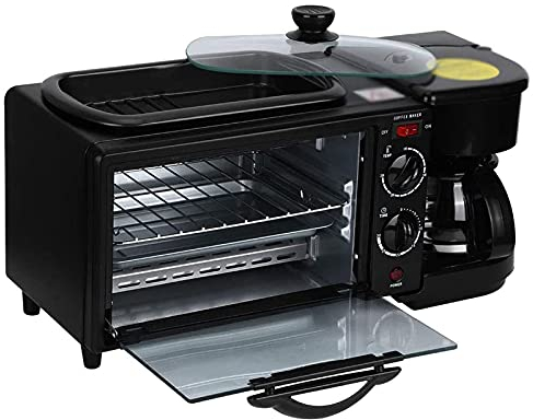 3 in 1 Breakfast Station Toaster Oven Frying Pan Coffee Maker Retro Small Kitchen Multifunction Breakfast Machine Coffee Maker Toaster Oven Frying Pan Multifunction