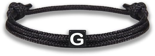 GD GOOD.designs Bracciale con lettere | bracciale regolabile (14 cm - 25 cm) con corda intrecciata nera