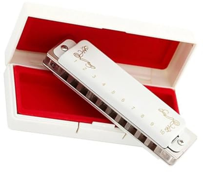 Membran-Mundharmonika, 10 Löcher, 20 Töne, Diatonische Harfe, Transparenter Kamm Mit Weißem Bezug, Professionelle Musik mundharmonika anfänger (Color : G Key)